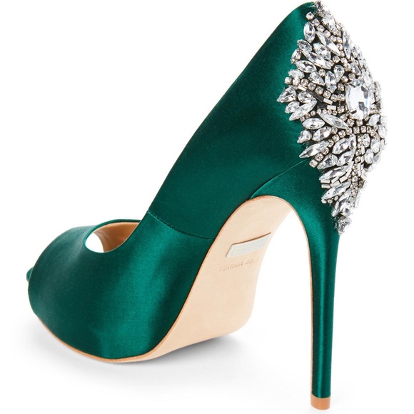 badgley mischka emerald green shoes